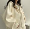 Loose Hoodies Women Autumn Winter  New Casual Long Sleeve Zip Up Hoodie Chic Vintage Solid Draw String Sweatshirt