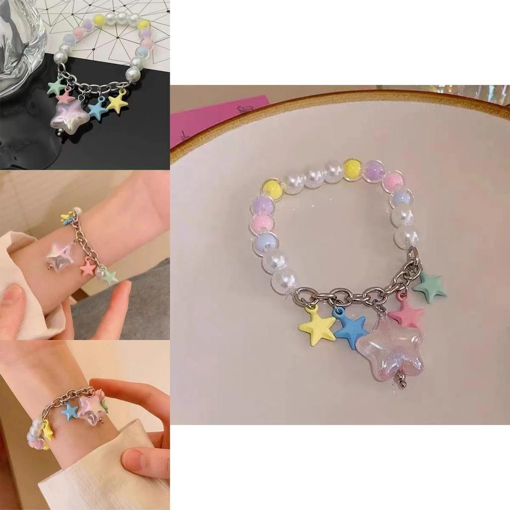 Lightweight Luxury Colorful Star Bracelet Handmade Resin Sweet Chic Dopamine Design For Women