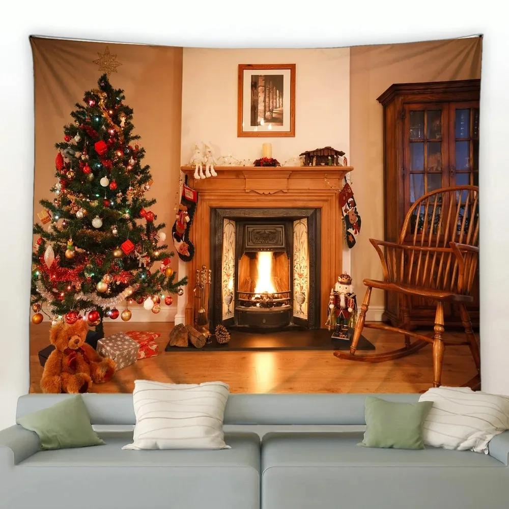 Christmas Cartoon Style Tapestry Bedroom Living Room Home Christmas Decoration Tapestry