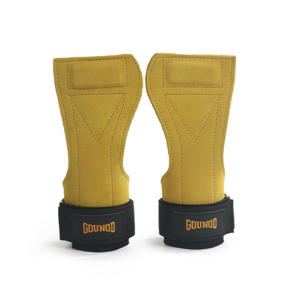 1 Pair Anti-Slip Deadlift Power Straps Heavy Duty Fitness Gloves Wrist Pad  Sports Training жёлтый