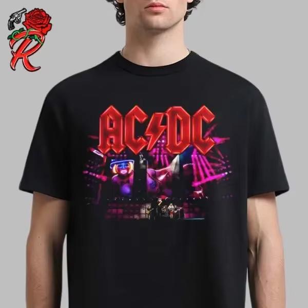 AC DC Band Concert Summer 2025 Europe Tour Poster Classic Men's and Women's T-shirt Parent-child Printed Short Sleeve