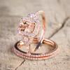 18k Rose Gold Plated Stackable Engagement Rings for Women Micro Pave European American Wedding Rings