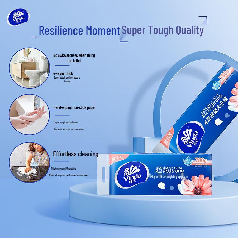 Vinda Super Tough 4-Ply Coreless Toilet Paper, 10 Rolls