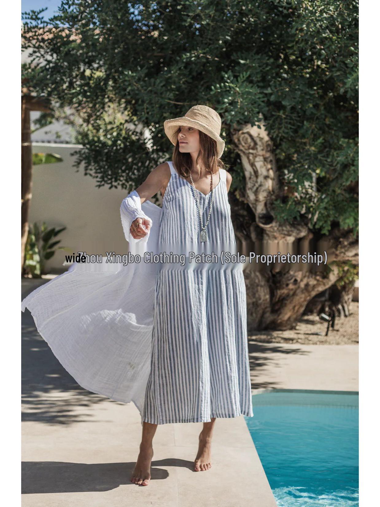 

2026 European Beach Vacation Loose Casual Solid Color Women s Jumpsuit XL