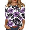 Women's Fashion Casual Round Neck 3/4 Sleeve Printed T-Shirt Ladies Top