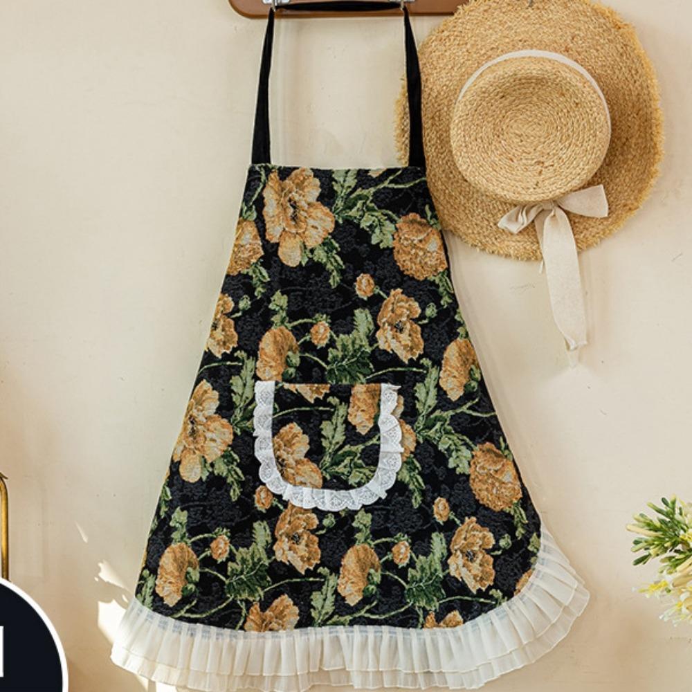 Anti Staining Kitchen Apron Stylish Hanging Neck Apron Practical Work Clothes  BBQ