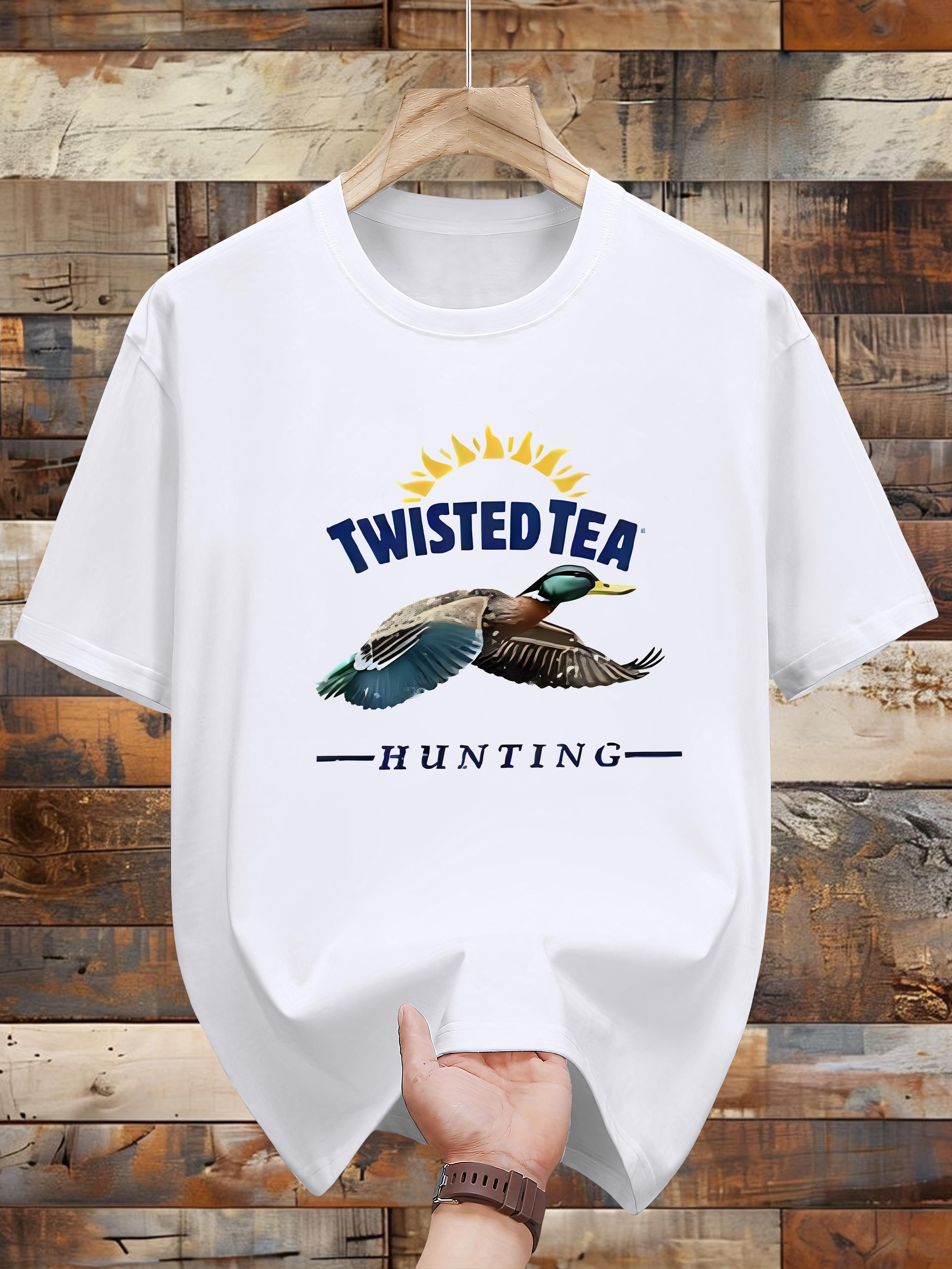 Twisted Tea Hunting Graphic Tee - Casual Summer T-shirt with Ducks & Sun Design XL