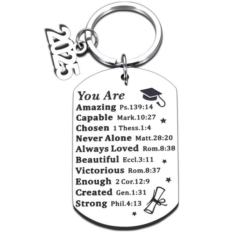 Stainless Steel Keychain for 2025 Graduation - University & High School Senior Gift In European and American Style