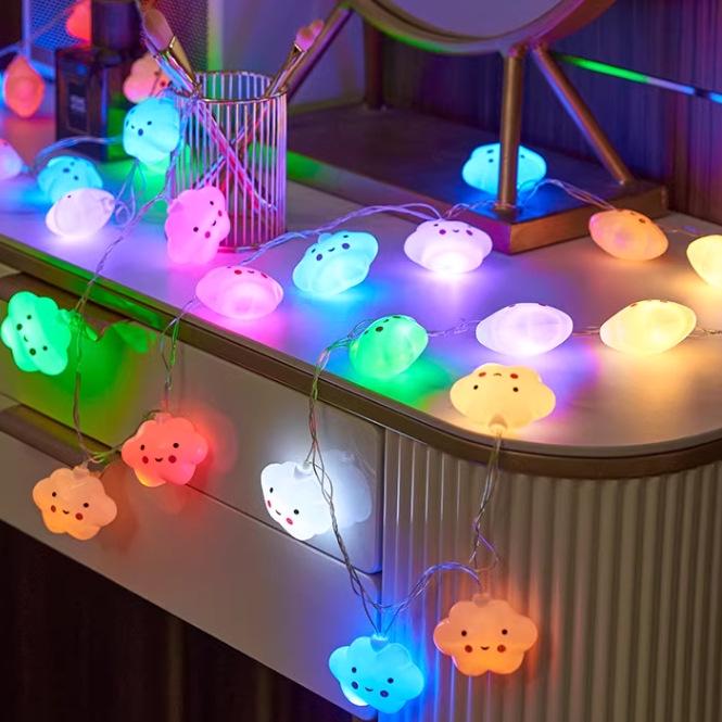 LED Smiling Cloud & Star String Lights for Children's Bedroom Tent Decor