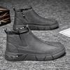 Chelsea Britain Men Leather Boots Spring Trendy Comfortable High Top Ankle Boots Fashion Versatiled Waterproof Boot Botas Spring