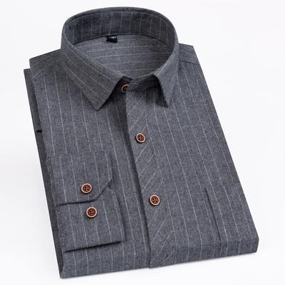 Herren Kariert Kariert Langarm Lässig Gebürstete Hemden Einzelne aufgesetzte Tasche Mode Chemise Homme Regular-fit Gestreiftes Hemd für Frühling Herbst