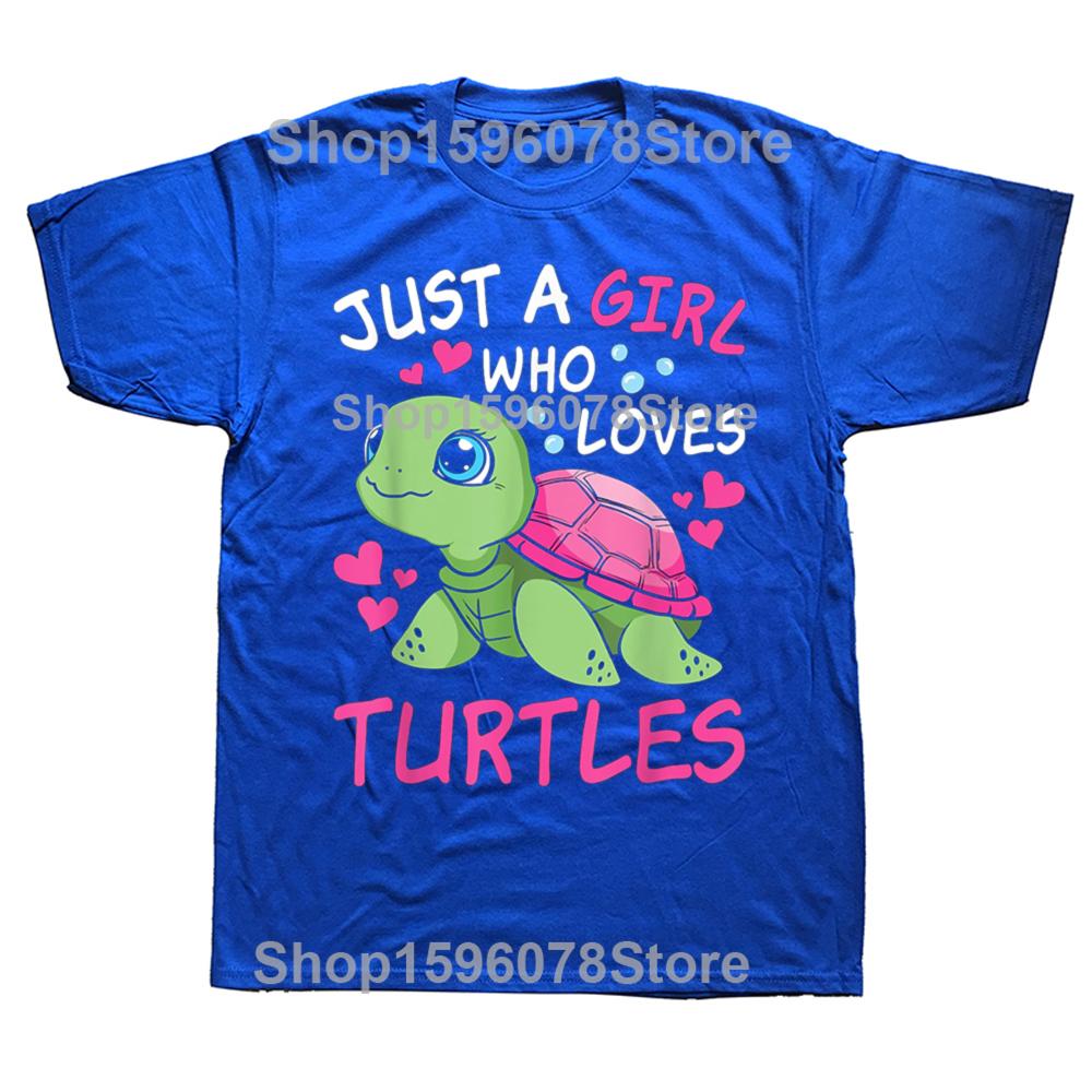Funny Just A Girl Who Loves Turtles Ocean Animal Cute Sea Turtle T Shirts Mens Clothing Fashion Casual Loose Oversized T Shirt
