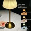 3 Color Lights Small Pleated Table Lamp Touch Control Stepless Dimmable Desk Ambient Light Fabric Shade Cordless