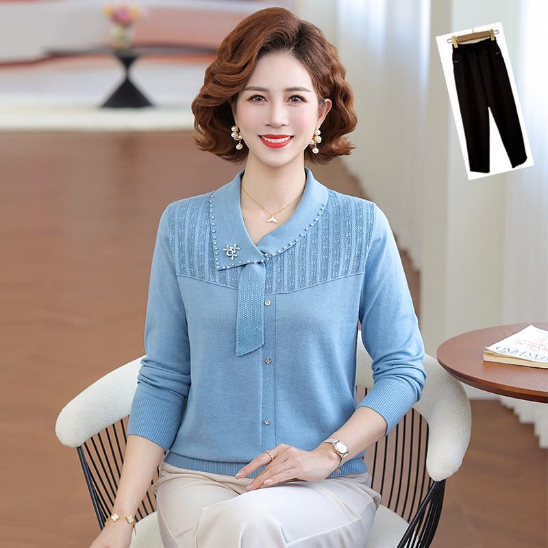 2026 Spring Knitwear Sweater: Stylish Base Layer for Middle-Aged & Elderly Women - Perfect for Spring & Autumn