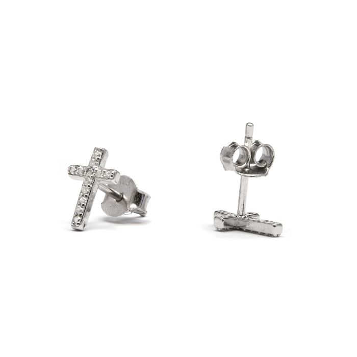 Boucles d'oreilles Luxenter en argent 925 et zirconium brillant plaqué finition en rhodié - Zudis