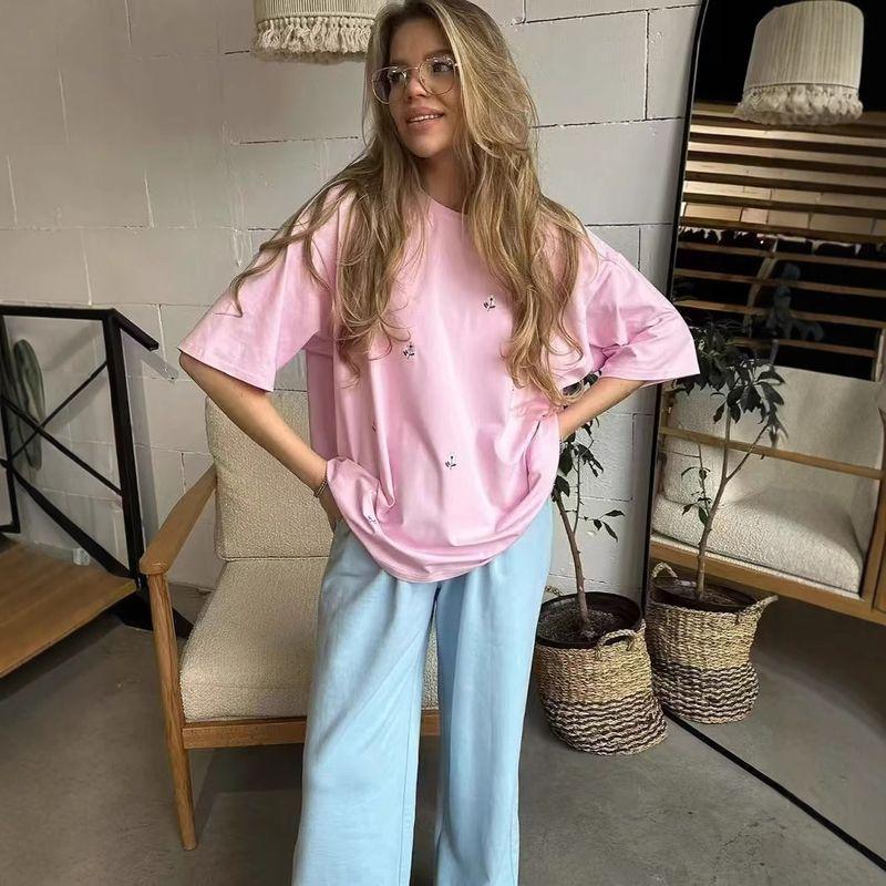 European and American New Fashion Casual Loose Print Short sleeve T-shirt Top Loose Printed T-shirt Top