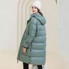 Women Autumn Winter Soild Color Thicken Outwear Cotton Padded Hooded Warm Long Jacket Coat