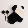 Vallée Malade Même Panda Chapeau Thunderbolt Femme Hiver Mignon Noir et Blanc Peluche Chaud Protection Oreilles Chapeau Bonnet de Ski Cyclisme