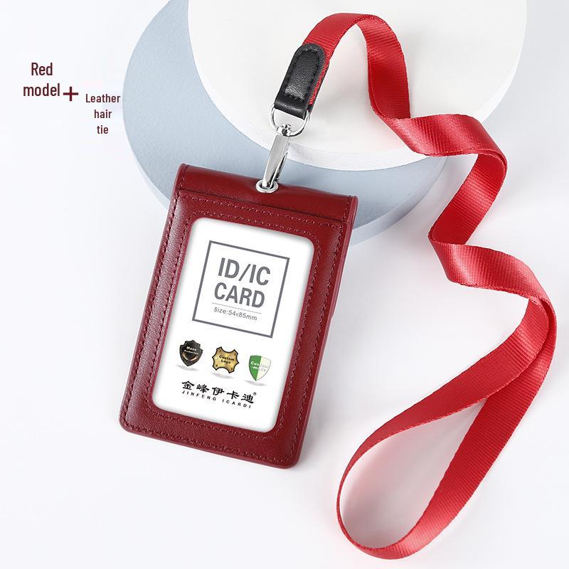 Genuine Leather RFID-Blocking ID Card Holder & Lanyard