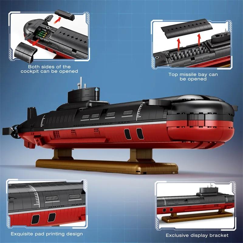 Non-Toxic 2895Pcs Typhoon Class Submarine Building Blocks 1:250 Scale Type 941 Shark Submarine Model Bricks Kids Educational Diy Toy Gifts