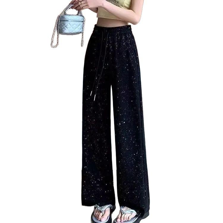 Women's Trendy Starry High-Waisted Wide-Leg Pants - Summer Floor-Length Casual