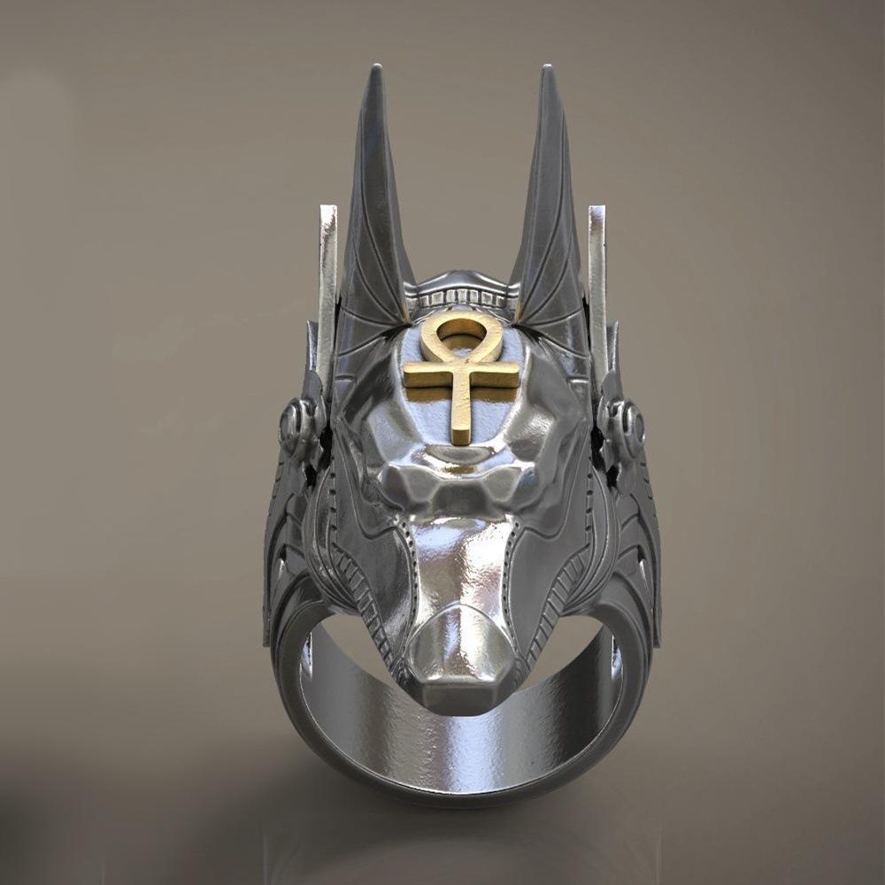 Egyptský kříž Bůh Prsteny Muži Ženy Punk Wolf Head Knuckle Rings Šperky