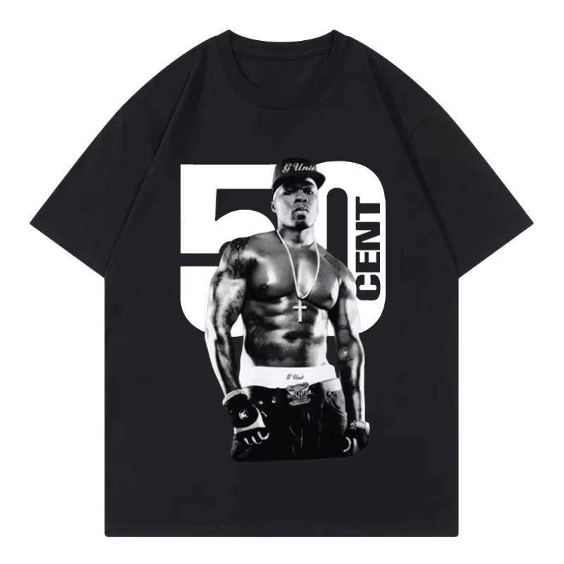 2026 New Rapper 50 Cent Graphic T Shirt Male Fashion Hip Hop Vintage Short Sleeve Tshirt Unisex Women Summer Cotton Tshirt