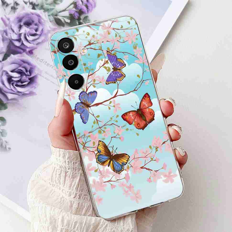 For Samsung Galaxy M16 5G Case Colorful Flower Butterfly Soft Silicone TPU Cover For Samsung m16 M16 5G 6.7" Phone Shell Bumper
