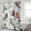 1Pc Cartoon Owl Print Shower Curtain-Machine Washable Polyester With Hooks, Great For Home And Bathroom Decoration, Perfect Gift