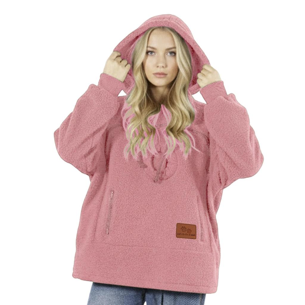 Unisex Outdoor Beuteltasche Hoodie Haustiertrage-Hoodie mit Reißverschluss Haustierpflege-Hoodies Fuzzy Zip Kapuzenpullover