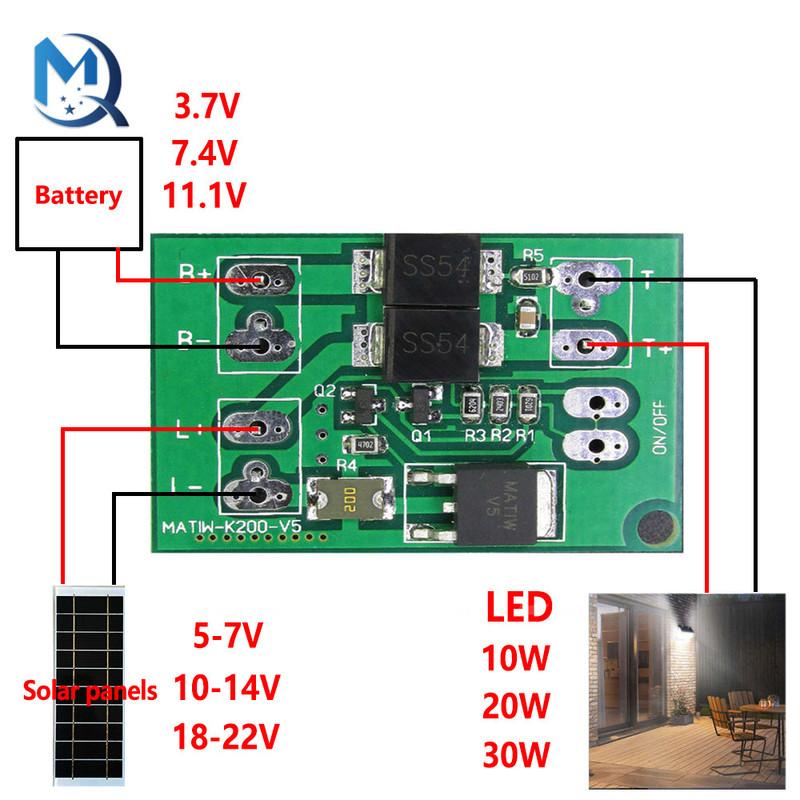 Automatische Solarpanel-Batterieladegerät-Platine Nachtlicht LED-Lampe Schalter Steuerung Garten Straßenlaterne 3,7V 7,4V 11,1V Modul