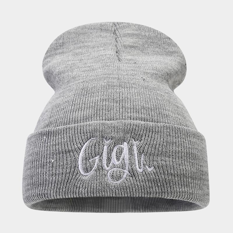 Autumn and winter men's and women's wool hats New casual versatile Gigi embroidered knitted hats Outdoor warm windproof cold hats