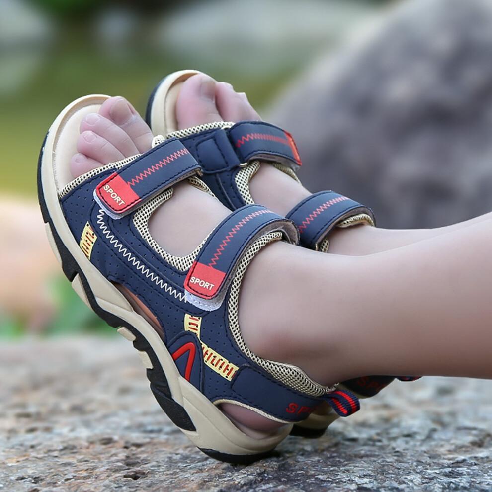 Kids Boys Walking Sandals Boys Summer Walking Sandals Kids Casual Unisex Toddler Slides Blue 8-9 Years
