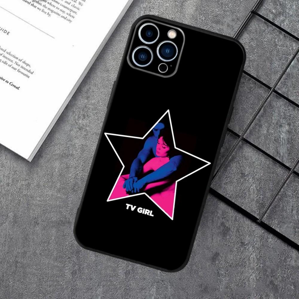 Band TV Girl Phone Case For Apple iPhone 15,14,13,12,11,XS,XR,X,8,7,Pro,Max,Plus,mini Silicone Black Cover