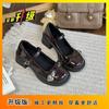 Bow retro British jk skirt small leather shoes winter 2025 new platform French round head Mary Jane single shoes