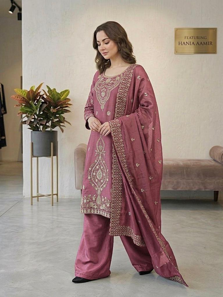 Damen Bollywood Salwar Kameez Palazzo Dupatta Set Indischer Designer Ethnisch Ausgefallen Seiden Salwar Anzug