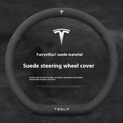Car Suede Ventilate Anti-Slip Protector Steering Wheel Cover For Roadster Model 3 Model Y Model S Model X Accessories
