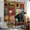Rustic Lodge Shower Curtain - Water-Resistant Fabric for Bathroom - Perfect for Cabin and Nature Enthusiasts