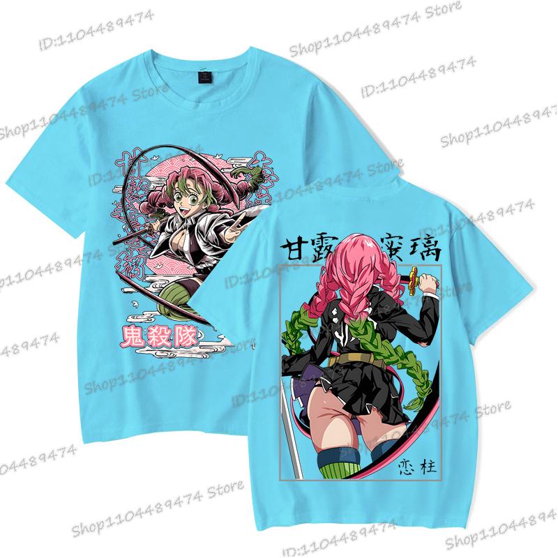 Kimetsu No Yaiba Cartoon T-shirt Aesthetics Vintage Kanroji Mitsuri Fashion Y2K Tops Short Sleeve Japanese Styles Men Women Tee