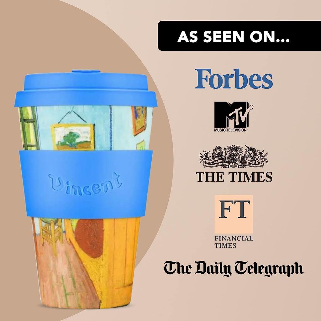 Ecoffee Cup (Ecofee Cup) Reusable Cup and Saucer, Eco-Friendly, Vincent Van Gogh, 400ml, 814 043