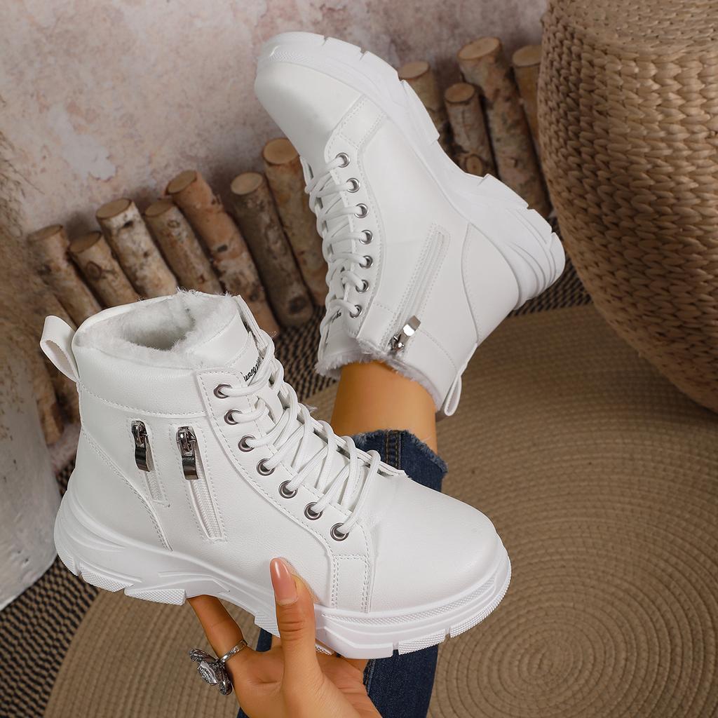 Fashion Women Platform Ankle Boots Faux Suede Zip Shoes Women Snow Boots Warm Fur Plush Winter Platform Ankle Boot Female Botas De Mujer