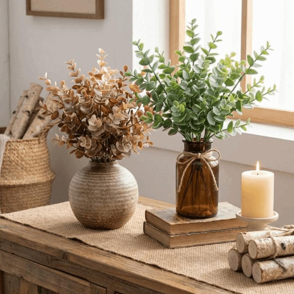 UV Resistant Artificial Eucalyptus Bouquet Lifelike Simulation Green Plants  Home Decoration