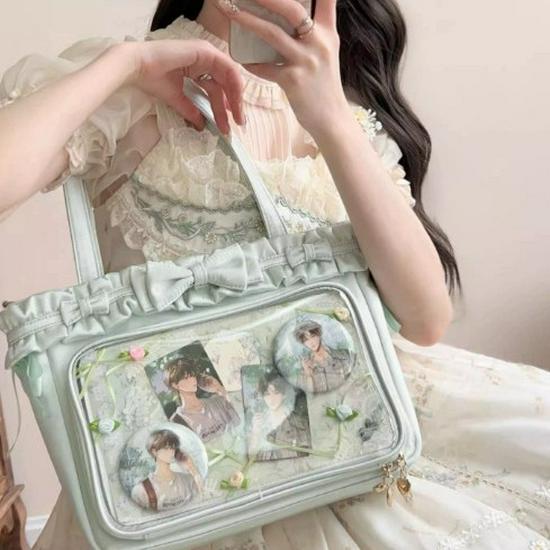 Headache Original Versatile Ita Bag [Ballet Holiday] Lolita Tote Women’s Crossbody Shoulder Bag PU Solid Color