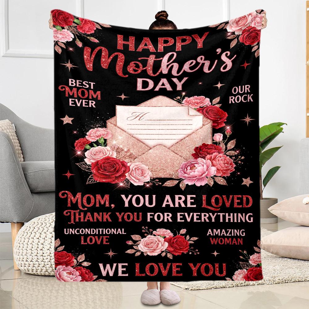 Mother's Day Greeting Blanket Suitable for sofas,travel, living rooms also a good gift for friends and family Suitable for all seasons.