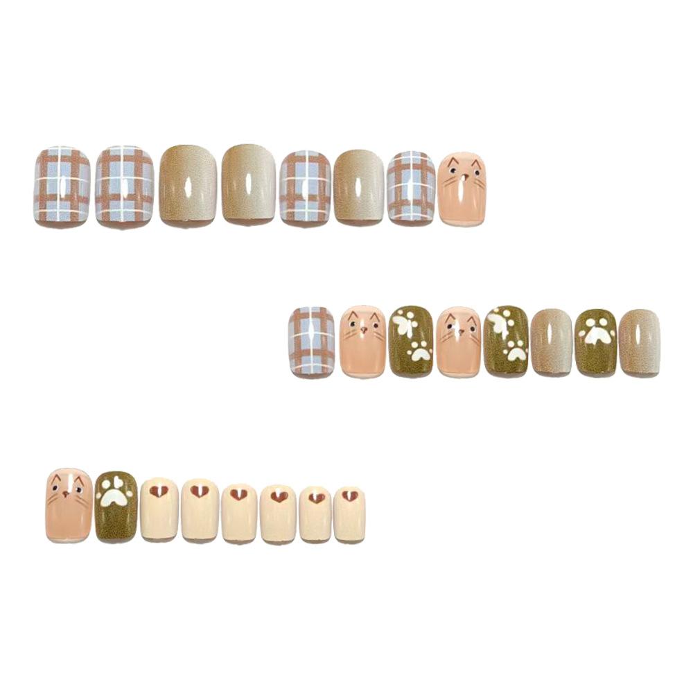 Wearable Manicure Autumn Hand-painted Cute Cat Autumn And Winter Maillard Manicure Nail Patches Removable