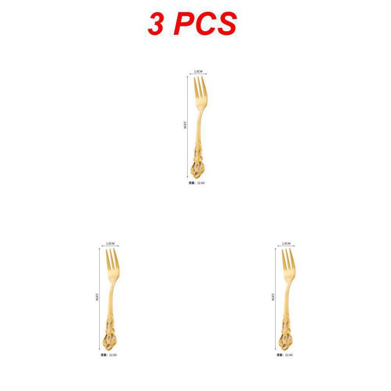 1/3PCS Teaspoon European-style Carved Stainless Steel Small Gift Tableware Long Handle Colorful Kitchen Accessories