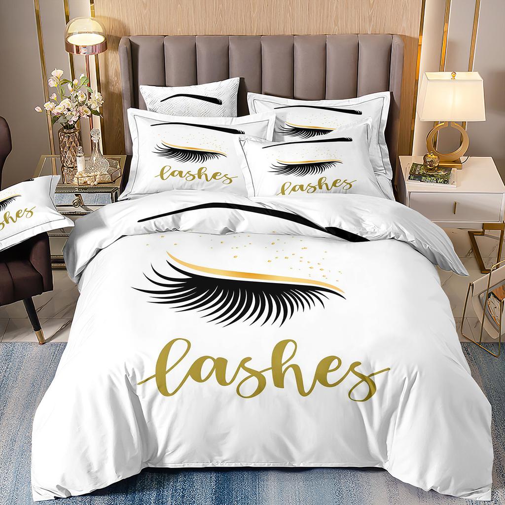 Home Textiles Eyes Eyelashes Mouth 3D Printing Four-Piece Quilt Cover Three-Piece Duvet Cover