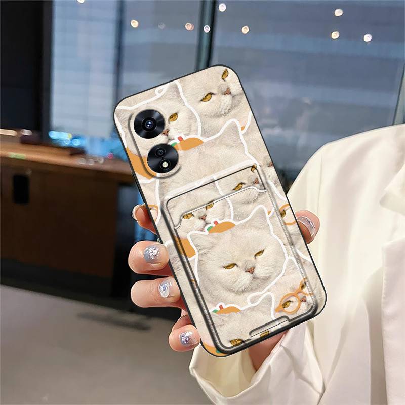 Fashion Design Card sleeve Phone Case For OPPO A97 5G Card slot Back Cover protective TPU Cartoon Durable Waterproof