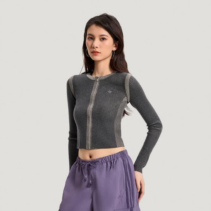 Adidas Women s Colorblock Slim-Fit Knit Cardigan A/L