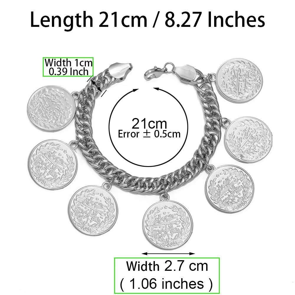 Anniyo Turkish Coin Bracelet for Women Men Turkey's Ancient Coins Banglet Turk Jewelry Gold and Silver Color #122601
